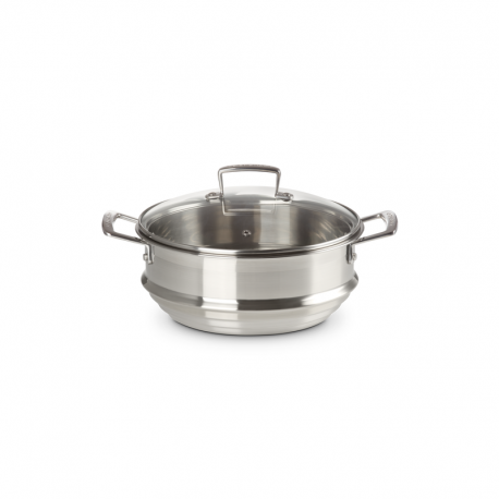 Large Multi-Steamer with Glass Lid 24cm - Classic Steel - Le Creuset LE CREUSET LC96101924001000