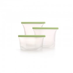 Kit of 3 Reusable Silicone Bags Clear And Green - Lekue