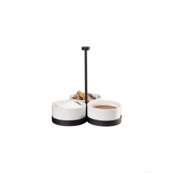 Cabaret with 3 Bowls - Ligne Noire White And Black - Asa Selection
