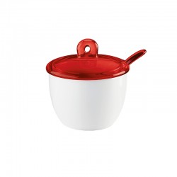 Sugar Bowl with Teespoon Red - Gocce - Guzzini
