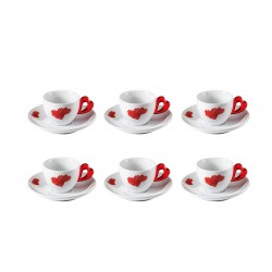 Set of 6 Espresso Cups Red - Love - Guzzini