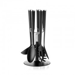 Set of 5 Utensils with Stand - Cooking Black - Guzzini