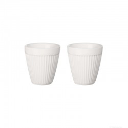 Set of 2 Thermo Mugs Espresso Stripes White - Thermo - Asa Selection