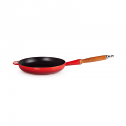 Cast Iron Frying Pan with Wooden Handle 26cm Cerise - Le Creuset