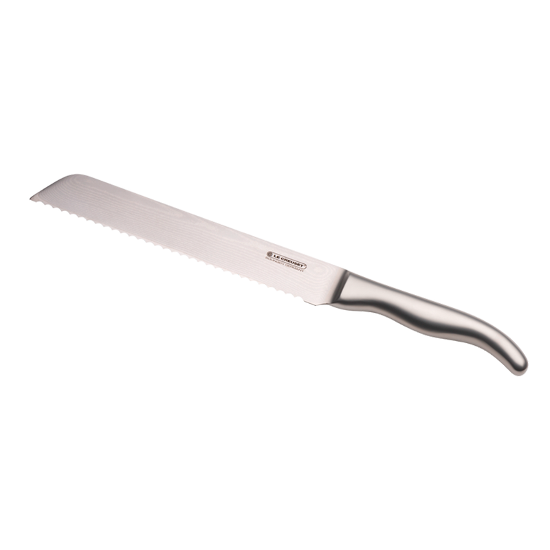 Cuchillo para pan con mango de madera de olivo 20 cm - Acero damasco - Le  Creuset