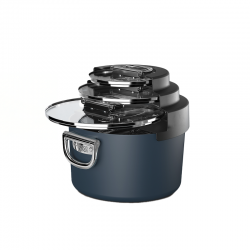 Batería de Cocina 3 Piezas Cerámica Antiadherente - Space Stack Azul - Joseph Joseph