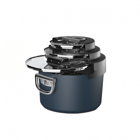 Non-Stick Ceramic 3 Saucepan Set with Lid Holder - Space Stack Midnight Blue - Joseph Joseph JOSEPH JOSEPH JJ1000062