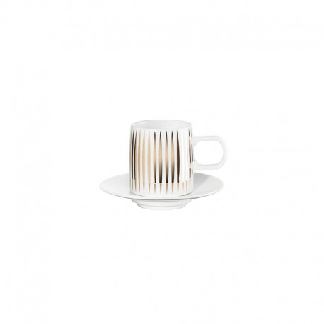 Espresso Cup with Saucer - Muga Stripes Gold And White - Asa Selection ASA SELECTION ASA29162425
