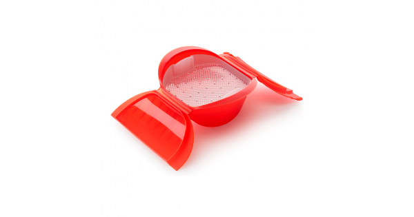 NEW Lekue Steam Case with Draining Tray 3-4 Person Red