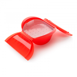 Deep Steam Case With Tray 3-4p. Red - Lekue