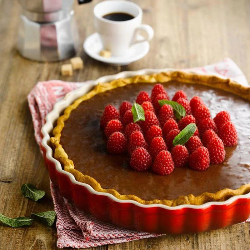 Stoneware Fluted Flan Dish 28cm Cerise Heritage Le Creuset