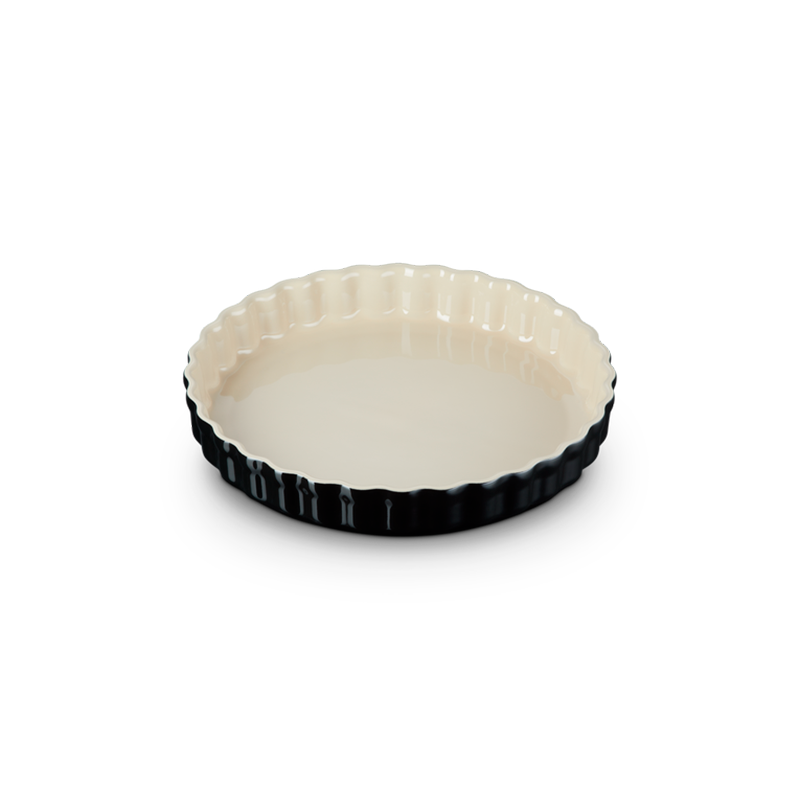 Stoneware Fluted Flan Dish 28cm Black Onyx Heritage Le Creuset