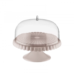Small Cake Stand with Dome Taupe - Tiffany - Guzzini