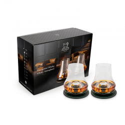 Gift Box 2 Whisky Sets+Metal Base+Coaster Basalt - Whisky Atmosphere Basalt Coaster - Peugeot Saveurs
