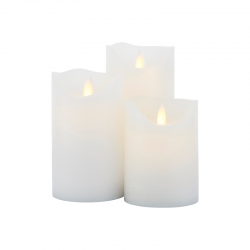 Set of 3 Rechargeable Candles White - Sara - Sirius