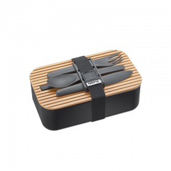 Lunch Box Black - Enviro Black And Bamboo - Gefu