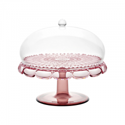 Prato para Bolo com Pé e Campânula Flamingo Rosa - Vanity - Guzzini