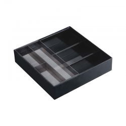 Extendable Cutlery Tray with Slide Black - Tower - Yamazaki