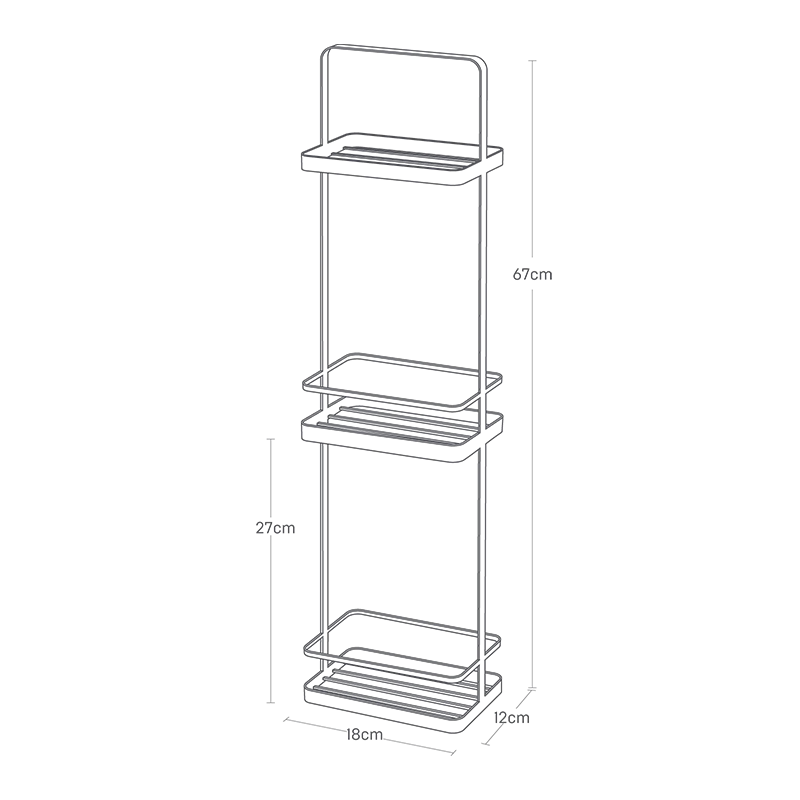 3Tiered Bath Rack Slim White Tower Yamazaki