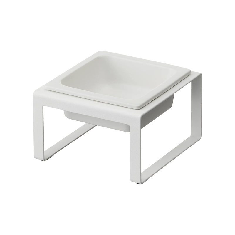 Pet Food Bowl Stand Single White Tower Yamazaki