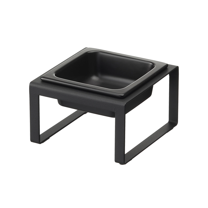 Pet Food Bowl Stand Single Black Tower Yamazaki