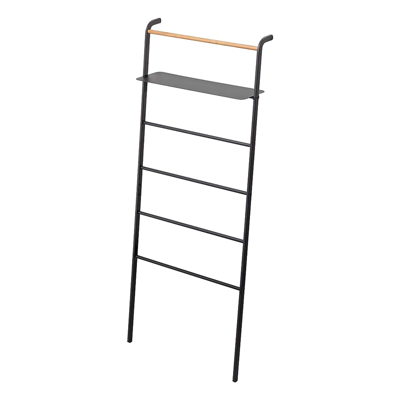 Leaning Ladder Hanger With Shelf Black Tower Yamazaki