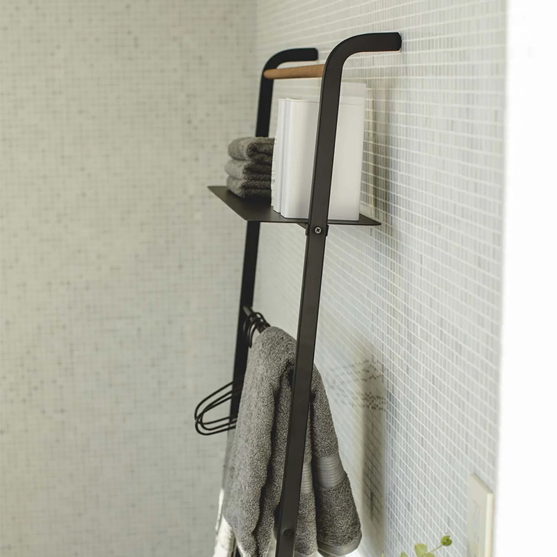 Leaning Ladder Hanger With Shelf Black Tower Yamazaki