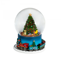 Music Box Snow Globe Xmas-Tree with Train Multicolour - Hermann Bauer