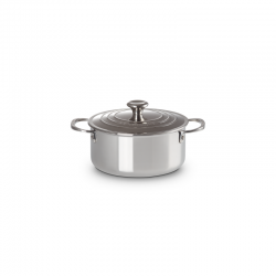 Low Stock Pot with Lid 3-Ply Plus 20cm - Signature Steel - Le Creuset