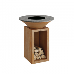 Barbecue Lenha Storage Corten 85 - Classic Cinza E Madeira - Ofyr OFYR OCS85