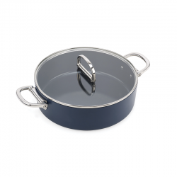 Folding Handle Shallow Casserole with Lid 28cm Blue - Space - Joseph Joseph