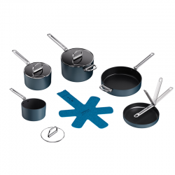 5 Saucepan Set with Lid Holder - Space Midnight Blue - Joseph Joseph