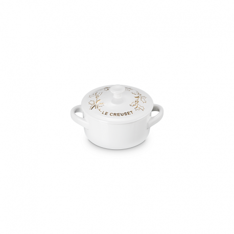 Mini Cocotte Branco com Relevos Dourados 10cm - Holly Branco E Dourado - Le Creuset LE CREUSET LC80036250100003