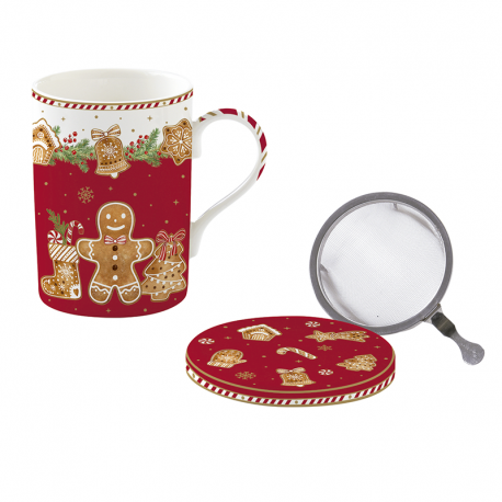 Taza con Tapa e Infusor 350ml - Fancy Gingerbread Multicolorido - Easy Life EASY LIFE ELR0105FANG