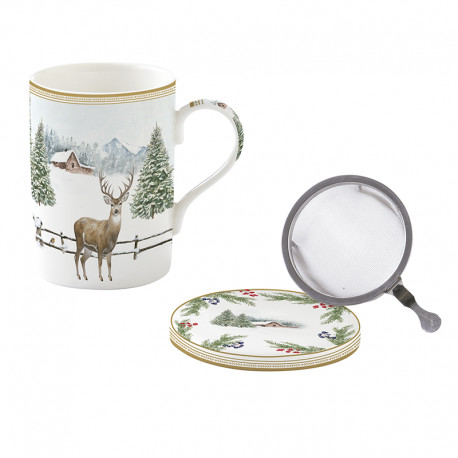 Caneca com Tampa e Infusor 350ml - White Forest Multicolorido - Easy Life EASY LIFE ELR0105WHIF