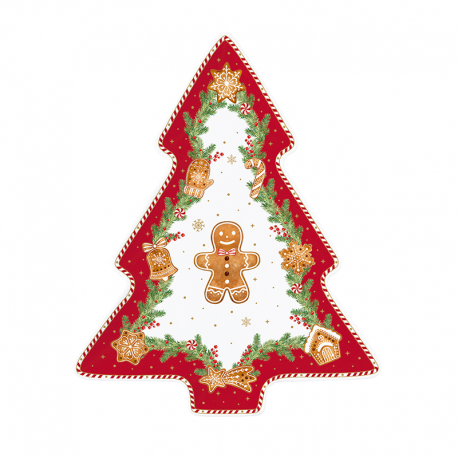 Tree-Shaped Serving Plate 20,5x25,5 cm - Fancy Gingerbread Multicolored - Easy Life EASY LIFE ELR1481FANG