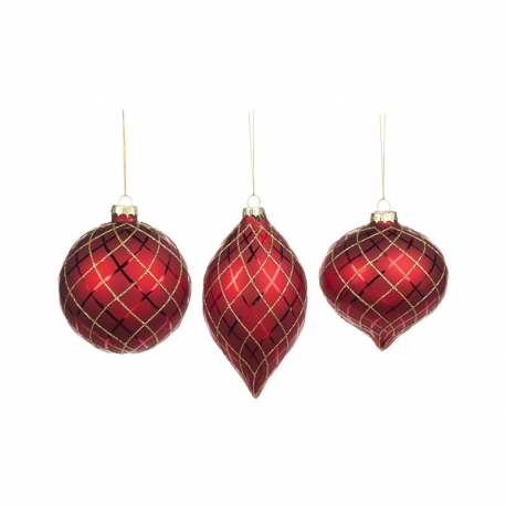 Red and Gold Glass Ornament 10cm - A Tartan Christmas Red And Gold - Goodwill GOODWILL GWP28493