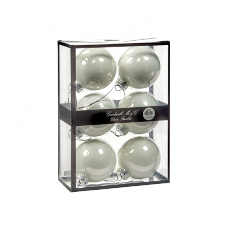 Set of 6 Opaque White Glass Balls 7cm - Xmas Balls - Goodwill GOODWILL GWUG60012