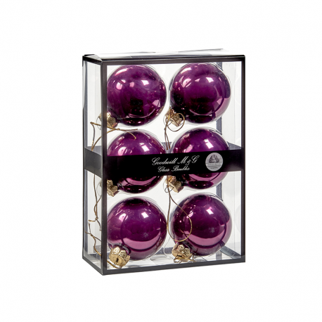 Conjunto 6 Bolas Vidro Roxo e Rosa Opaco 7cm - Xmas Balls - Goodwill GOODWILL GWUG60019
