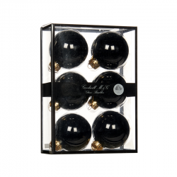 Conjunto de 6 Bolas de Vidro Preto Brilhante 7cm - Xmas Balls - Goodwill GOODWILL GWUG60202