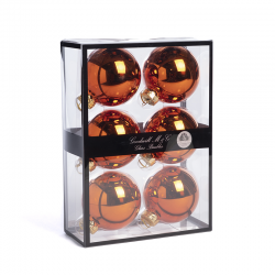 Juego 6 Bolas Vidrio Cobre y Naranja Brilliante 7cm - Xmas Balls - Goodwill GOODWILL GWUG60402