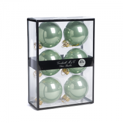 Set of 6 Opaque Light Mint Green Glass Balls 7cm - Xmas Balls - Goodwill GOODWILL GWUG60405