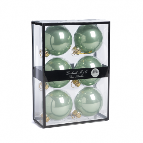 Set of 6 Opaque Light Mint Green Glass Balls 7cm - Xmas Balls - Goodwill GOODWILL GWUG60405