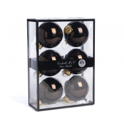 Conjunto 6 Bolas Vidro Castanho Escuro Brilhante 7cm - Xmas Balls - Goodwill GOODWILL GWUG60406