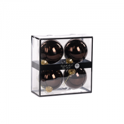 Conjunto de 4 Bolas de Vidro Castanho Brilhante 10cm - Xmas Balls - Goodwill GOODWILL GWUG60418