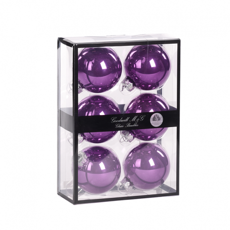 Juego 6 Bolas Vidrio Morado y Violeta Opaco 7cm - Xmas Balls - Goodwill GOODWILL GWUG60502