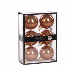 Conjunto 6 Bolas Vidro Creme Café Opaco 7cm - Xmas Balls - Goodwill GOODWILL GWUG60503