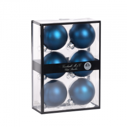 Conjunto 6 Bolas Vidro Azul Opaco 7cm - Xmas Balls - Goodwill GOODWILL GWUG60505
