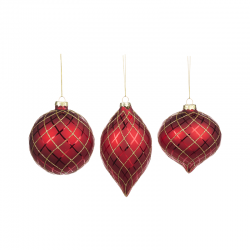 Ornamento Vidro Vermelho e Dourado 10cm - A Tartan Christmas - Goodwill GOODWILL GWP28493