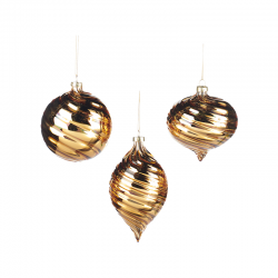 Gold Spiral Stripes Glass Ball 10cm - The Fairy Banquet Gold - Goodwill GOODWILL GWP30519